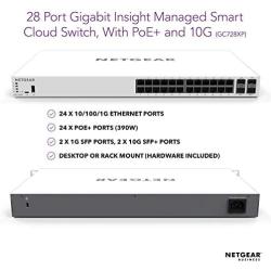 NETGEAR 28-Port Gigabit Ethernet Smart Managed Pro PoE Switch with Insight Cloud Management (GC728XP) - with 24 x PoE+ @ 390W, 2 x 1G SFP and 2 x 10G SFP+, Desktop/Rackmount