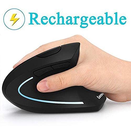 Ergonomic Mouse, LEKVEY Vertical Wireless Mouse - Rechargeable 2.4GHz Optical Vertical Mice : 3 Adjustable DPI 800/1200/1600 Levels 6 Buttons, for Laptop, PC, Computer, Desktop, Notebook etc, Black
