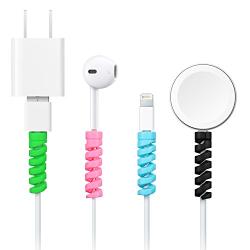 24 Pieces Charger Cable Saver, Silicone Flexible Cable Wire Protector, Mouse Cable Protector, Suit for All Cellphone Data Lines (Black, Pink, Blue, Green)