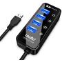 USB 3.0 Hub, atolla 4 Ports Super Speed USB 3 Hub Splitter with On Off Switch with 1 USB Charging Port (Cable Length 2 Feet, No AC Adapter) (4-Port hub)