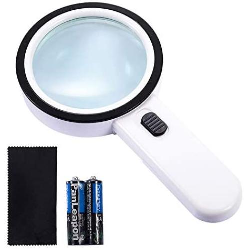 Magnifying Glass with Light, 30X Illuminated Large Magnifier Handheld 13 LED Lighted Magnifying Glass 125MM Big Screen for Elderly Reading, Repair, Coins, Jewelry, Exploring(2 AA Batteries Included)