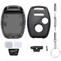 Cutting Not Required - Replacement Key Fob Keyless Entry Remote Shell Case for Honda Civic/Accord/CR-V/Fit/Odyssey/Pilot/Ridgeline/CR-Z Car Key Fob Cover (2+1 Button, Black+Red)