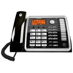 Motorola ML25260 DECT 6.0 Expandable Corded 2-Line Business Phones with Speakerphone and Digital Answering System (2-Pack) Bundle with Blucoil 10-FT 1 Gbps Cat5e Cable and 10 AAA Batteries