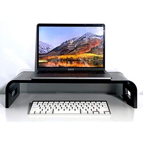 Adorox 12mm Thickness Heavy Duty 17 Monitor Stand Riser Computer Stand PC Desk Stand for Keyboard Storage & Multi-Media Laptop Printer TV Screen (Black, 17)