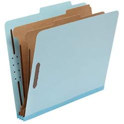 Amazon Basics Classification Folder- 100% Recycled, 2 Dividers, 2'' Embedded, Letter, Light Blue, 10 per Box