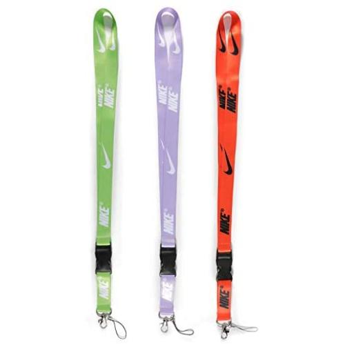 Sport Lanyard Neck Lanyard Strap for Key Chains/ID Holder/Phones/Bags/Accessories with Quick Release Buckle—3 Packs (Green & Orange & Light Purple)