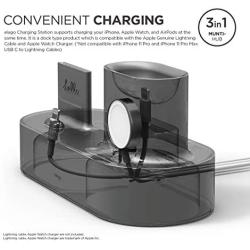 elago 3 in 1 Apple Charging Station Compatible with Apple Watch Series 6/SE/5/4/3/2/1, Apple AirPods 2/1, iPhone 11 and All iPhone Models [Original Cables Required] (Black)