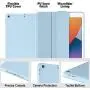 Akkerds Case Compatible with iPad 10.2 2020 iPad 8th Gen/2019 iPad 7th Gen with Pencil Holder, Protective Case with Soft TPU Back, Auto Sleep/Wake Cover Compatible for iPad 8th/7th Gen, Sky Blue