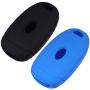 Lcyam Key Fob Cover Silicone Protection Case Remote Holder Fits for 2019 2020 Hyundai Kona Santa Fe Veloster Sonata Keyless Smart Key 4 Button (Black Blue)