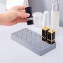 Emoly Silicone Lipstick Holder, Premium Cosmetic Organizer for Brush Lip Eye Makeup Pencil Bottles, 24 Square Makeup Display Case (Gray)