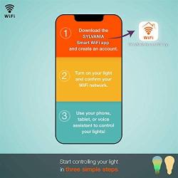 SYLVANIA Smart+ Wi-Fi Full Color Dimmable A19 LED Light Bulb, CRI 90+, 60W Equivalent, Compatible with Alexa and Google Assistant, 4 Pack