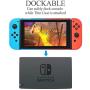 Case for Nintendo Switch, Fit The Dock Station, Protective Accessories Cover Case for Nintendo Switch and Joy Con Controller Dockable with a Tempered Glass Screen Protector, Red & Blue