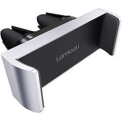 Car Cell Phone Mount, Lamicall Air Vent Clip Holder, Universal Stand Hands Free Cradle Compatible with Phone 12 Mini 11 Pro Xs Xs Max Xr X 8 7 6 6s Plus SE and Other 4.7-6.5 Smartphones - Silver