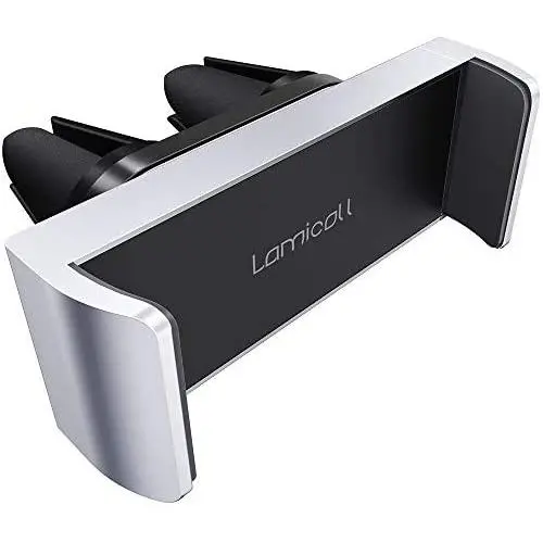 Car Cell Phone Mount, Lamicall Air Vent Clip Holder, Universal Stand Hands Free Cradle Compatible with Phone 12 Mini 11 Pro Xs Xs Max Xr X 8 7 6 6s Plus SE and Other 4.7-6.5 Smartphones - Silver