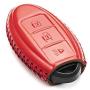 Vitodeco Leather Smart Key Fob Case Cover for 2020 Nissan Versa, Sentra, Altima, Maxima, Rogue, 2020 Infiniti Q50, Q60, QX50, QX60, QX80 and More Models (3 Buttons, Red)