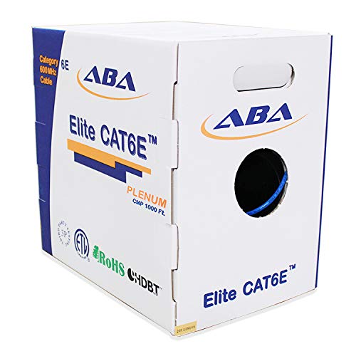 Infinity Cable Cat6e Plenum 600MHz CMP 23AWG UTP, 1000 Feet, Solid 100% Pure Copper, UL Certified, Easy to Pull (Reelex II) Box, Blue