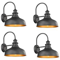Bestshared Farmhouse Wall Mount Lights, Gooseneck Barn Light, Outdoor Wall Lantern for Porch with Black Finish and Contrast Color Interior