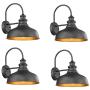 Bestshared Farmhouse Wall Mount Lights, Gooseneck Barn Light, Outdoor Wall Lantern for Porch with Black Finish and Contrast Color Interior