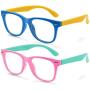 Zasun Kids Blue Light Blocking Glasses 2 Pack, UV Protection & Anti Eyestrain Computer Video Gaming Glasses for Kids Boys Girls Age 3-12 (Pink Green +Blue Yellow)