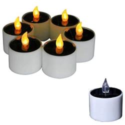 Gedengni Electronic Solar Power LED Lamp Nightlight Amber Flickering Flameless Candles for Outdoor Camping Emergency Indoor Party Decoration - 6pcs