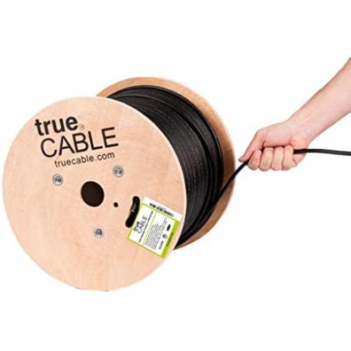 trueCABLE Cat6 Outdoor W/Messenger, Shielded FTP, 1000ft, UV, Aerial, CMX, Black, 23AWG Solid Bare Copper, 550MHz, ETL Listed, Bulk Ethernet Cable