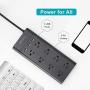WANDOFO 2 Prong Power Strip, Polarized 2 Prong to 3 Prong Outlet Adapter with 5V 3.1A USB, 6ft Long Extension Cord, 1050J Surge Protector, Wall Mountable, Ideal for Non-Grounded Outlets, Black