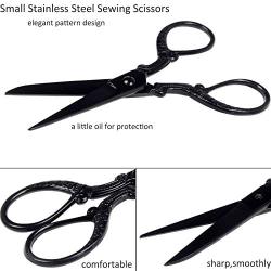 BIHRTC Small Embroidery Scissors 5 Inch Black Scissors Stainless Steel Handled Professional Dressmaking Sewing Scissors Shears for Fabric Needlework Art Work Offic Craft Scissors
