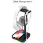 RGB Headphone Stand with Wireless Charger KAFRI Desk Gaming Headset Holder Hanger Rack with 10W/7.5W Fast Charge QI Wireless Charging Pad - Suitable for Gamer Desktop Table Game Earphone Accessories