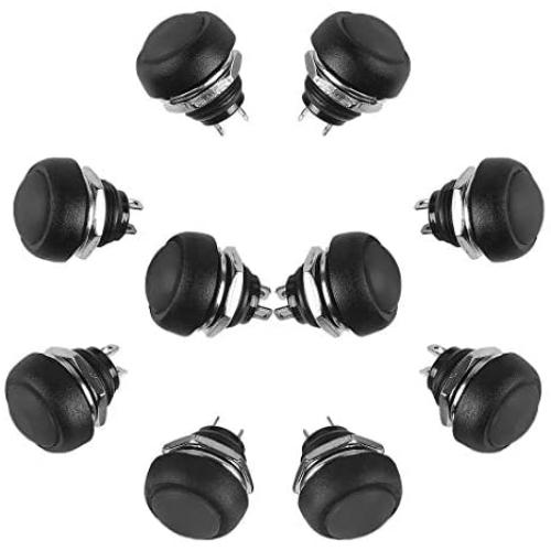 PP-NEST 10 Pieces 12mm Waterproof Push Button Momentary On Off Switch ANKG-01 (Black)