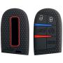 A.M.E. 2PCS Key Fob Cover for Jeep Dodge Grand Cherokee Challenger Charger Dart Durango Journey Chrysler case Protector Sleeve (Push Button Start Models) (Black 2PCS)