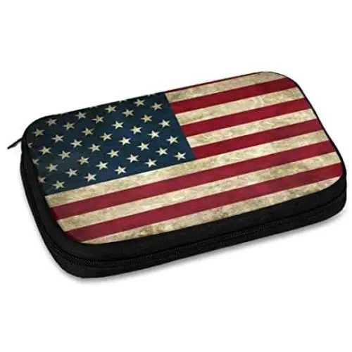 American Flag Electronic Organizer Compact Travel Cable Organizer Bag Pouch