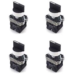 Antrader 4pcs ZB2-BE101 SPDT 2NO 4 Pin 3 Position Round Top Rotary Selector Switch AC 600V 10A