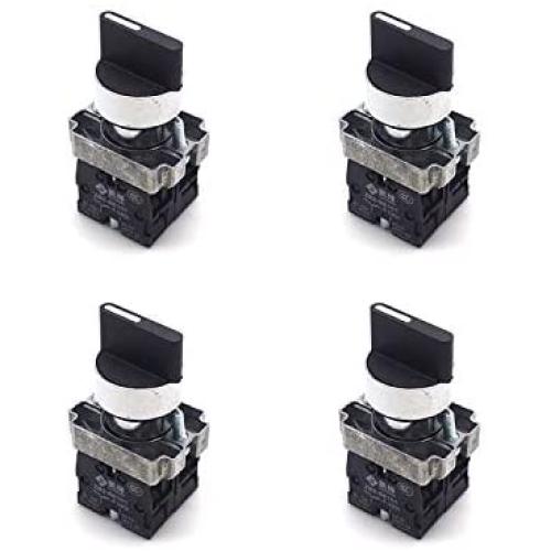 Antrader 4pcs ZB2-BE101 SPDT 2NO 4 Pin 3 Position Round Top Rotary Selector Switch AC 600V 10A