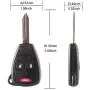 OCPTY 2 Uncut Blade Blank Key Remote Shell Case Cover Replacement for Chrysler for Dodge for Jeep 3 Buttons