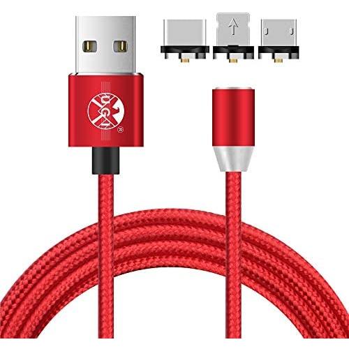 UGI Magnetic Charger Cable 3 in 1 Charging Cable Micro USB Type C USB C 6.6ft Nylon Braided LED Light Magnetic Phone Charging Cord Compatible with Android,Phone,Smartphone,Tablet,All Phone Devices