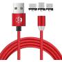 UGI Magnetic Charger Cable 3 in 1 Charging Cable Micro USB Type C USB C 6.6ft Nylon Braided LED Light Magnetic Phone Charging Cord Compatible with Android,Phone,Smartphone,Tablet,All Phone Devices
