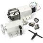 Rotational 4th Axis A axis Rotary table Fourth axis 3 Jaw Chuck Gapless harmonic reducer gearbox stepper motor K11-100mm dividing head with 65mm Tailstock for CNC Router Engraving Milling Machine