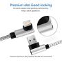 MFI Right Angle Lightning Cable USB iPhone Charger 3Pack 6FT Aluminum Alloy Nylon Braided Cord Compatible withiPhone 11/ Pro/Max/X/XS/XR/XS Max/ 8/ Plus/7/7 Plus/6/6S/6 Plus (White, 6FT)