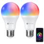Smart Light Bulb with Soft White Light 2800k-6200k + Rgbw, TECKIN A19 E26 WiFi Multicolor Led Bulb Compatible with Phone, Google Home, 7.5w (60w Equivalent),2 Pack