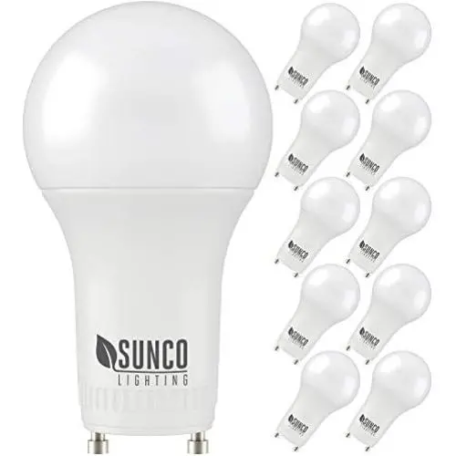 Sunco Lighting 10 Pack A19 LED Bulb, 9W=60W CFL Replacement, 5000K Daylight, 800 LM, Dimmable, Twist and Lock GU24 Pin Base, Indoor Light - UL