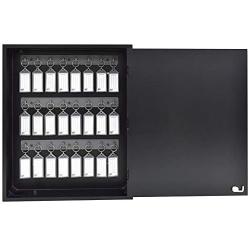 Acrimet Key Cabinet Organizer 24 Positions with Lock (Wall Mount) (24 Smoke Tags Included) (Black Cabinet)