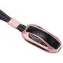 Royalfox(TM) Luxury Aluminum 3 Buttons Smart Remote Key Case Fob Cover fit for Tesla Model X,with Leather Key Strap (Rose Gold)