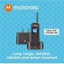 Motorola O212 DECT 6.0 Long Range Cordless Phones with Digital Answering Machine and Inductive Charging Station (2-Pack) Bundle with Blucoil 10-FT 1 Gbps Cat5e Cable, and Reusable Cable Ties (5-Pack)
