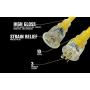 Yellow Jacket 2992 10/3 Extra Heavy-Duty 20-Amp Premium SJTW Contractor Extension Cord with Lighted T-Blade Plug, 100-Foot All Copper Wire Extension Cord, 20 Amps, 125 Volts, 2500 Watts, Yellow