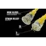 Yellow Jacket 2992 10/3 Extra Heavy-Duty 20-Amp Premium SJTW Contractor Extension Cord with Lighted T-Blade Plug, 100-Foot All Copper Wire Extension Cord, 20 Amps, 125 Volts, 2500 Watts, Yellow