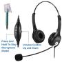 Callez Corded Telephone Headset RJ11 Dual, Call Center With Noise Cancelling Mic For Customer Service, For Allworx9212L 9204 Polycom560 VVX411 VVX311 Mitel 5330 5320 Plantronics Landline Phones W402A1