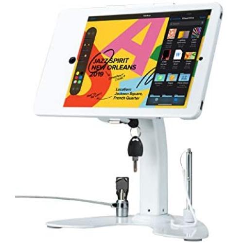 CTA Digital: Dual Security Kiosk Stand with Locking Case and Cable for iPad 10.2-Inch (7th & 8th Gen), iPad Air 3 (2019) and iPad Pro 10.5, White