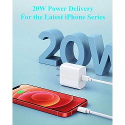 [Apple MFi Certified] iPhone Fast Charger, Veetone 20W PD Type C Power Wall Charger Travel Plug with 6FT USB C to Lightning Quick Charge Sync Cable Compatible with iPhone 12/11/XS/XR/X 8/SE 2020, iPad