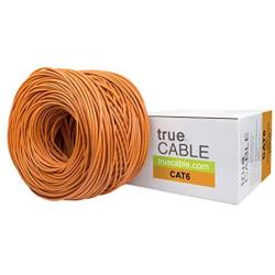 trueCABLE Cat6 Shielded Riser (CMR), 1000ft, Orange, 23AWG Solid Bare Copper, 550MHz, ETL Listed, Overall Foil Shield (FTP), Bulk Ethernet Cable