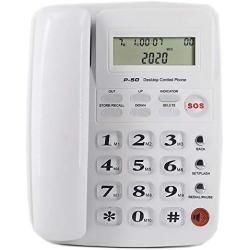 JeKaVis Desk Corded Phone, Landline Phone for Home Office with Speakerphone Speed Dial and LCD Display Function (White)